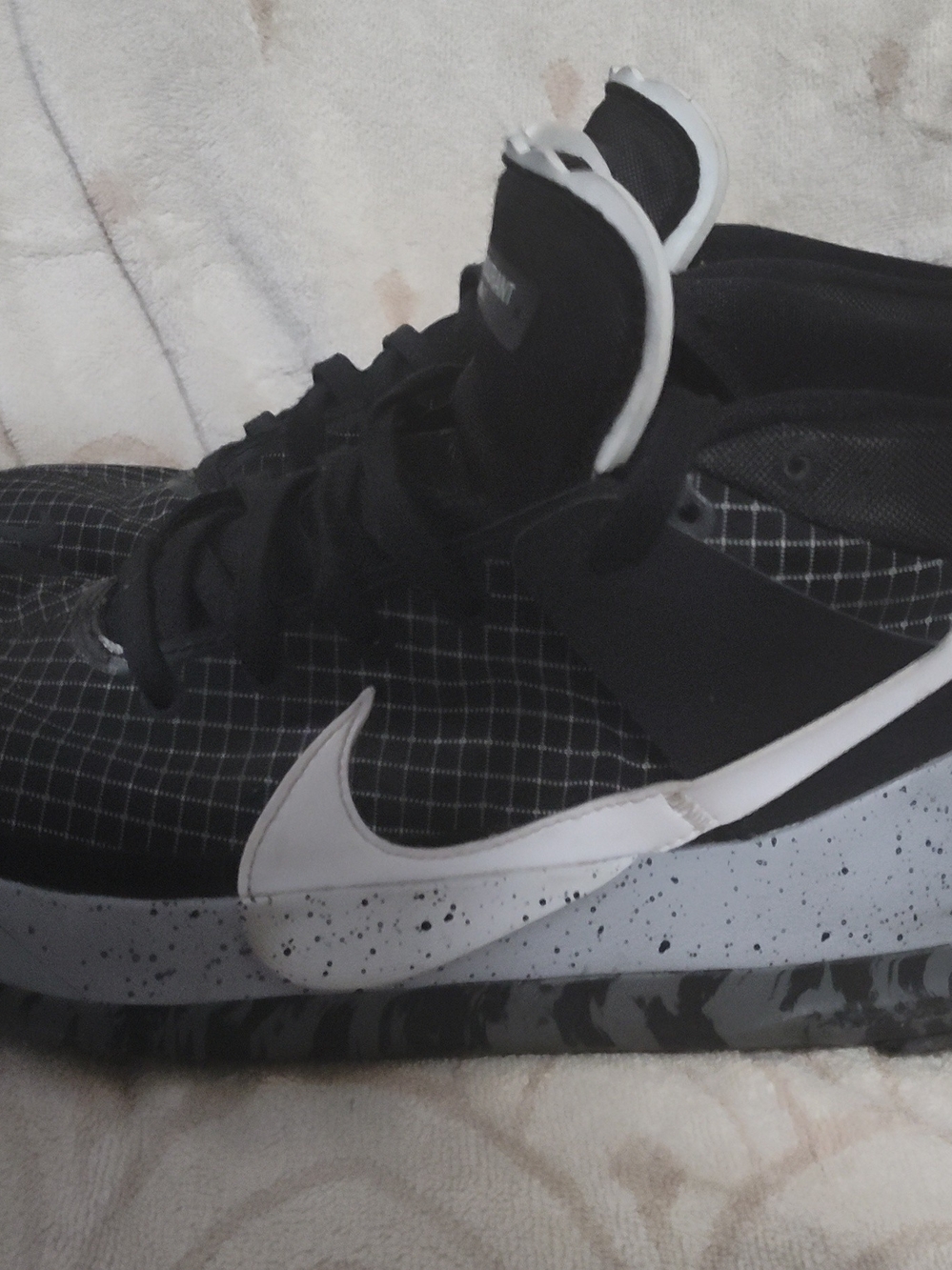 Nike Black and White High-Top Sneaker with Speckled Midsole